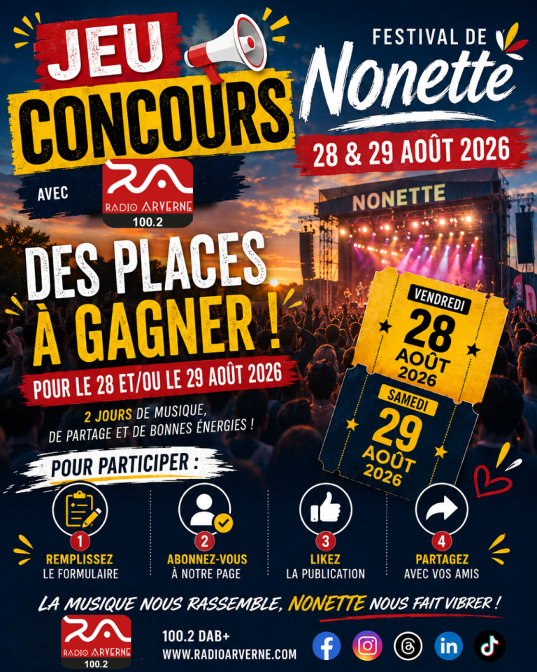 RESULTATS JEU CONCOURS FESTIVAL DE NONETTE 2026